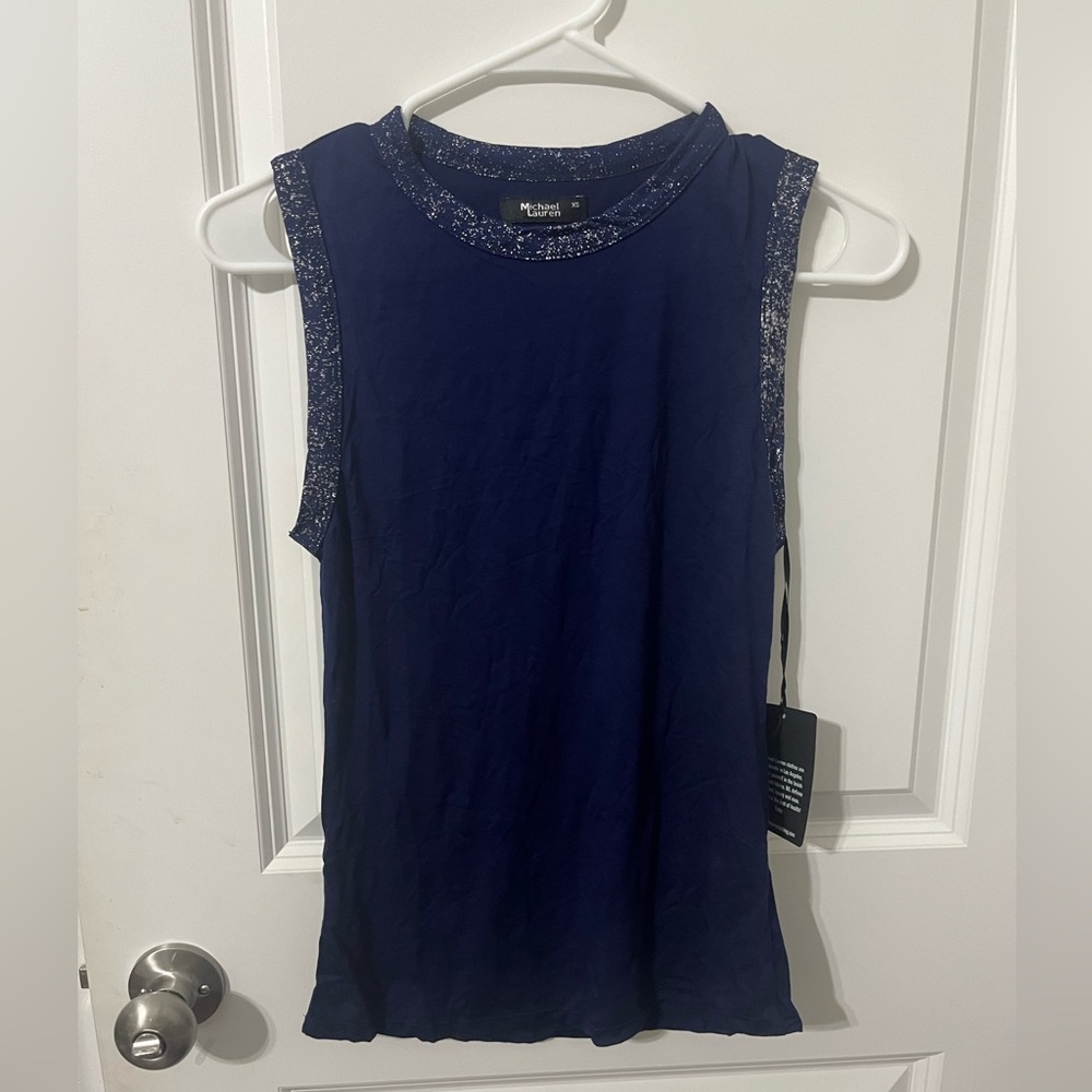 Michael Lauren navy blue‎ sparkle tank
